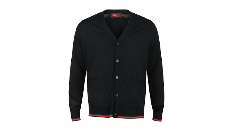 Gucci Wool Knit With Web Cardigan Ink/Green/Red