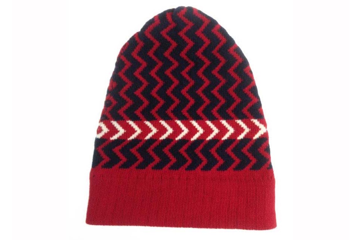 Pre-owned Gucci Wool Zigzag Beanie Red/white/blue