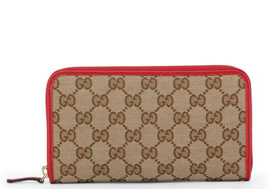 Gucci Zip Around Wallet GG Supreme Red Lining in Canvas/Leather