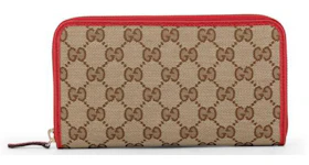 Gucci Zip Around Wallet GG Supreme Red Lining