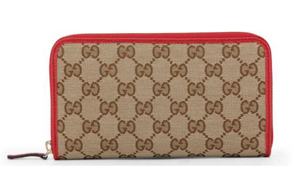 Gucci Zip Around Wallet GG Supreme Red in Canvas/Leather with Gold-tone
