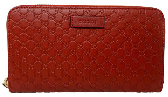Gucci Zip Around Wallet MicroGuccissima Red in Leather with Gold