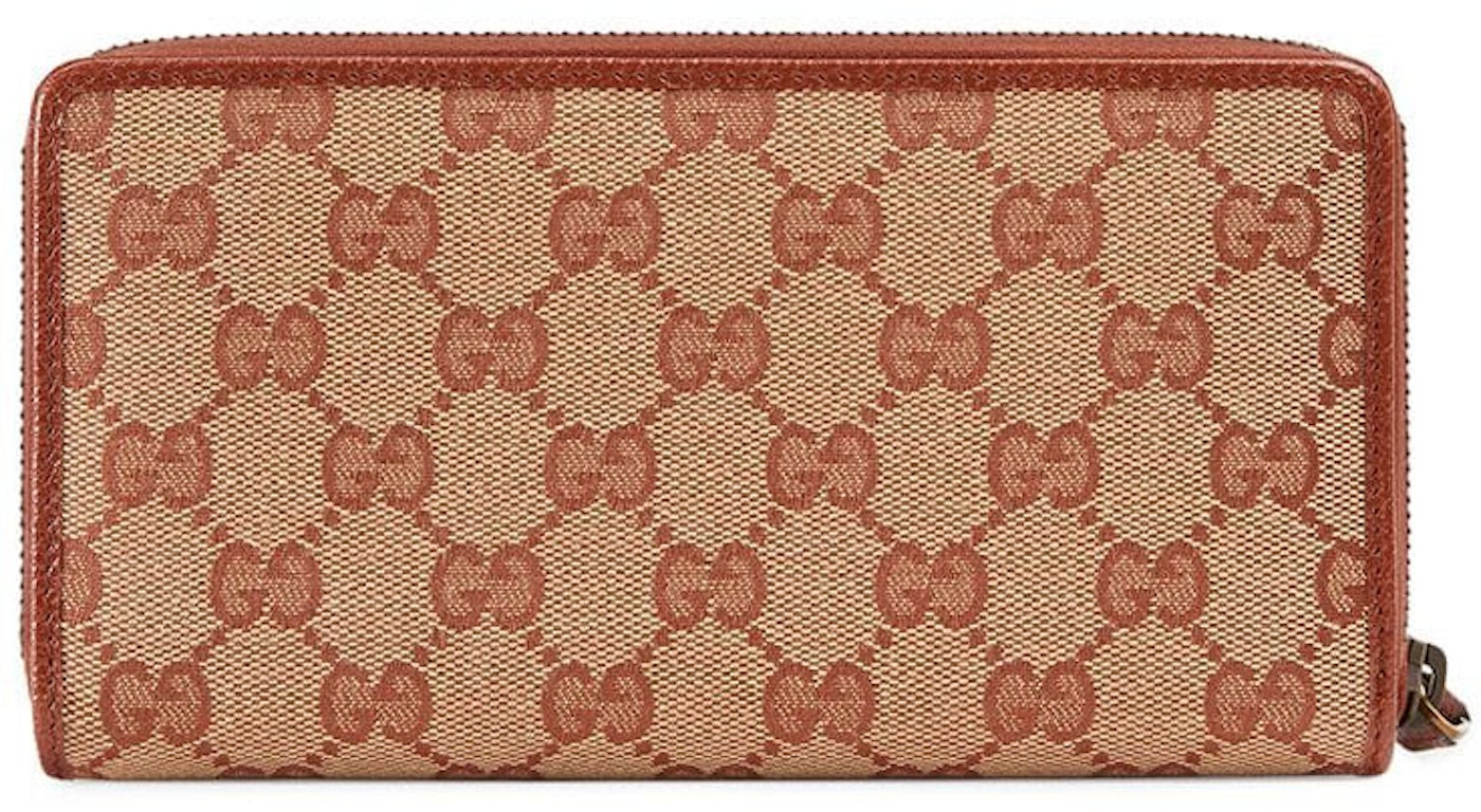 Gucci Zip Around Wallet NY Yankees Patch GG Beige/Brick Red in Canvas ...
