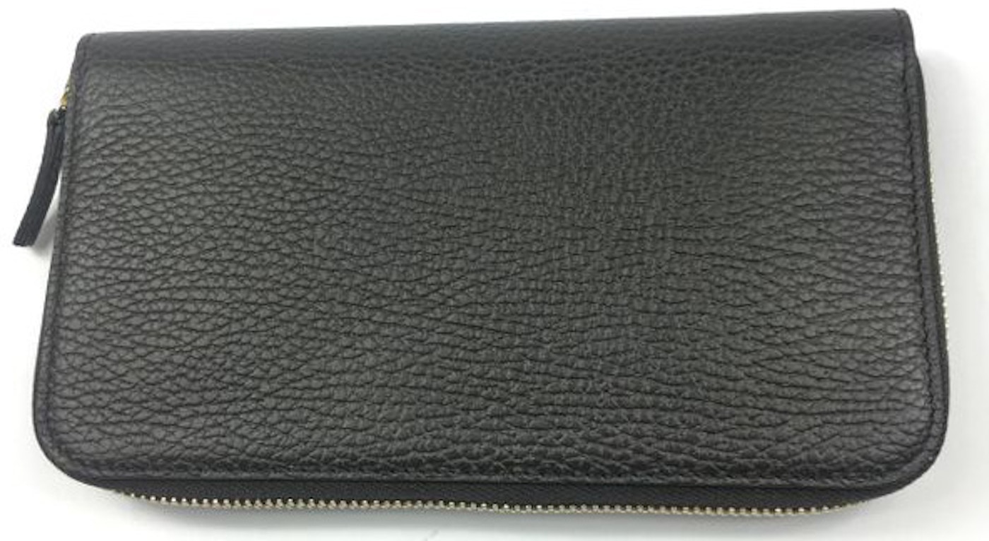 Gucci Zip Wallet Interlocking G Dark Brown in Pebbled Leather with Gold ...