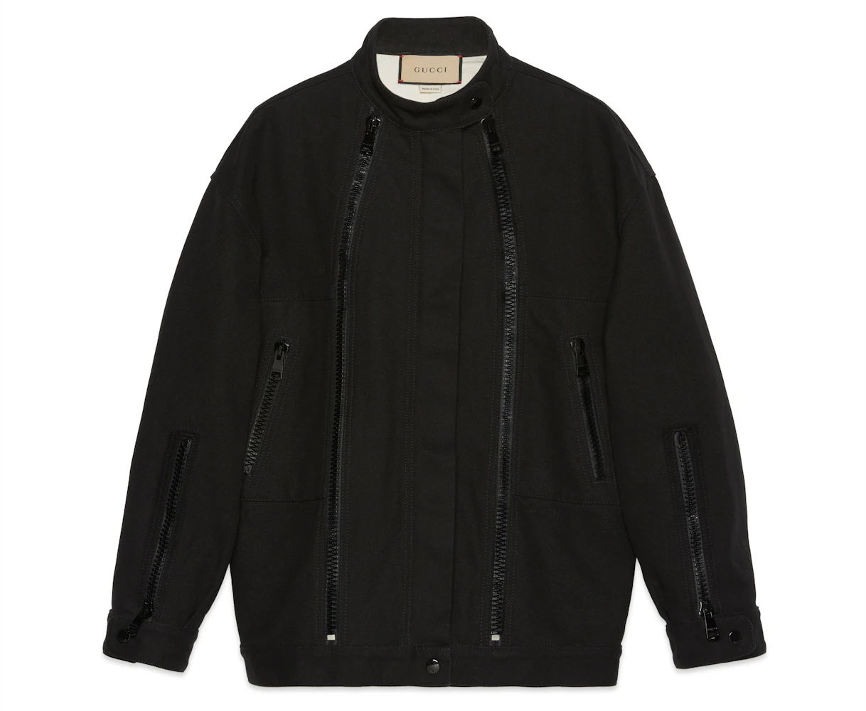 Gucci Zipper Detailed Denim Jacket Black - GB