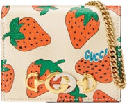 GUCCI Strawberry Bifold Wallet GG Supreme Compact Wallet 573839