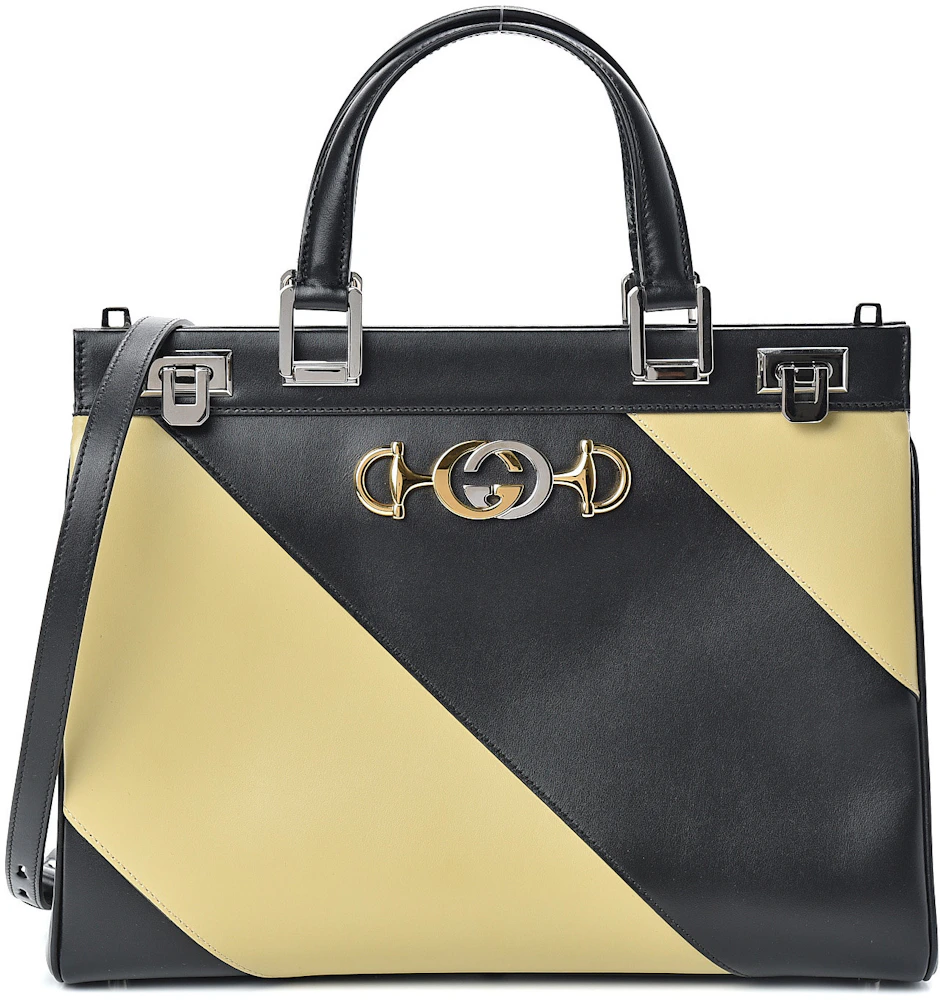 Gucci Zumi Top Handle Medium Black/Yellow in Calfskin Leather with ...