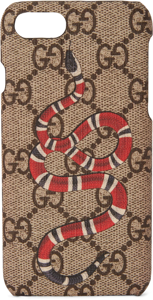 Gucci iPhone 7 Case GG Supreme Kingsnake Beige in Coated Canvas - US