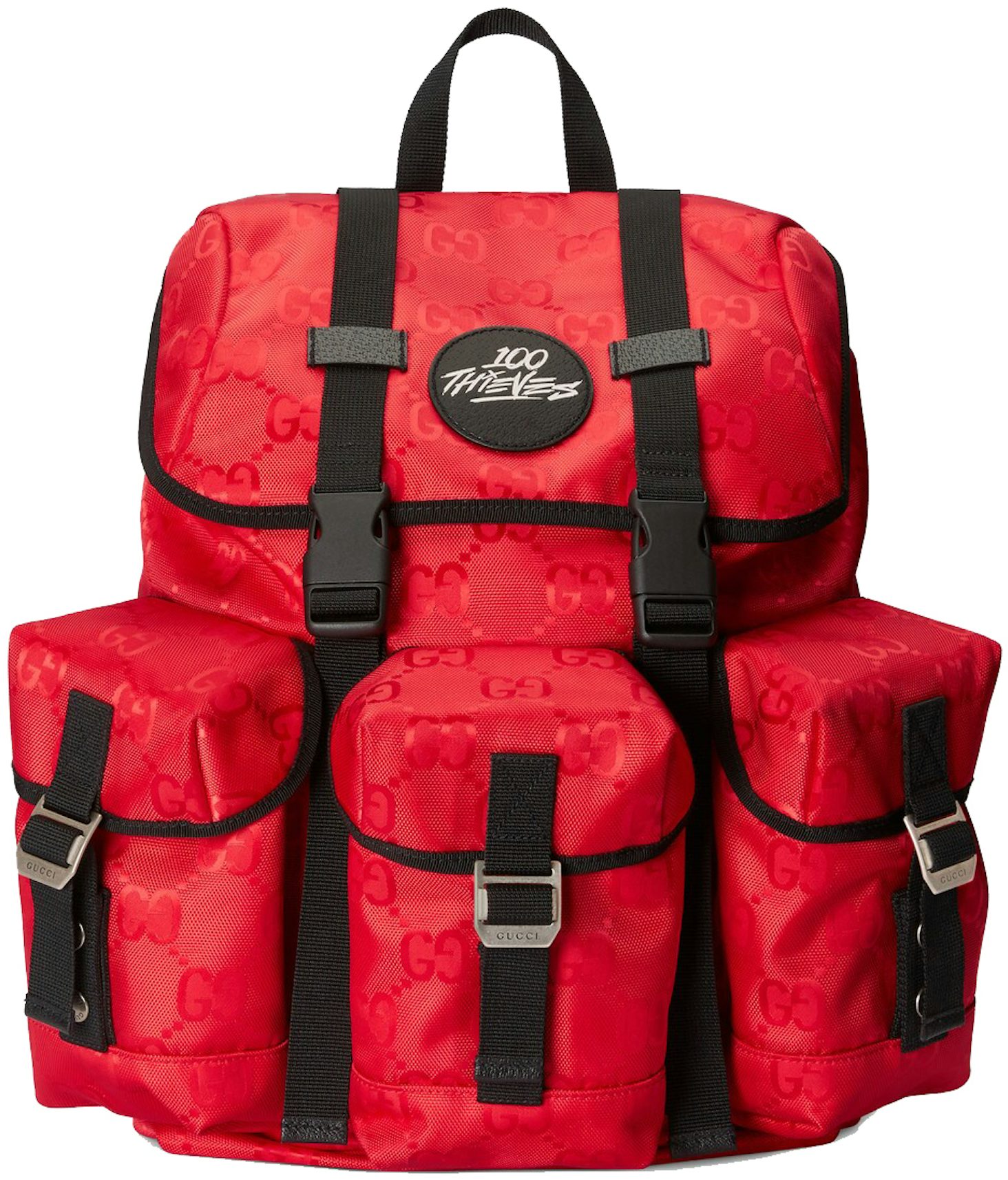 pludselig Mariner besøg Gucci Off The Grid x 100 Thieves Backpack Red in Econyl Nylon with  Palladium-tone - US