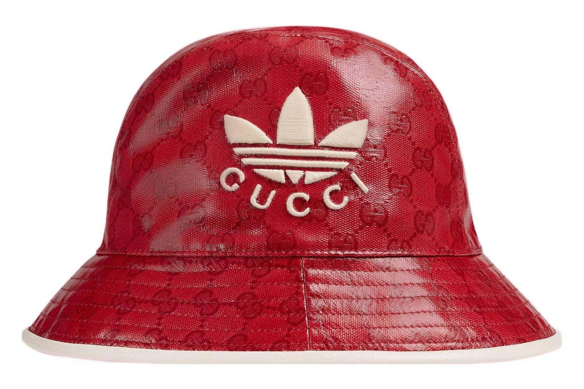 Pre-owned Gucci X Adidas Gg Canvas Bucket Hat Red