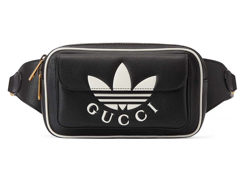 Gucci x adidas Trefoil Belt Bag Black in Leather with Gold-tone - US