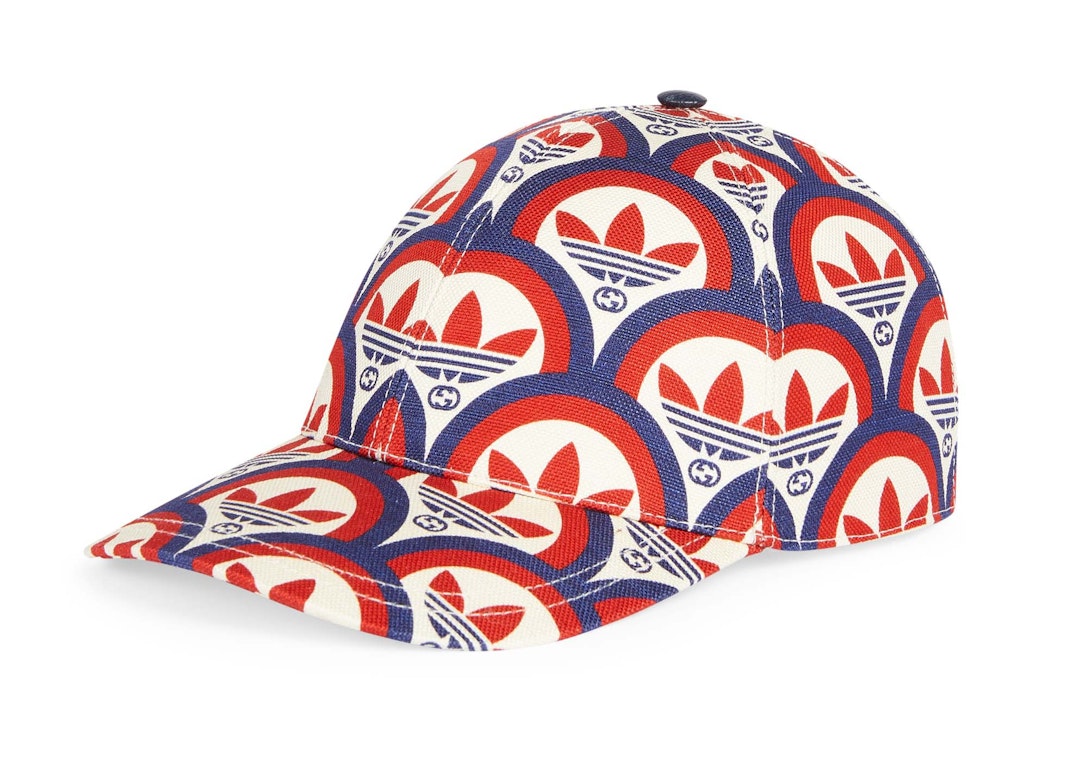 Pre-owned Gucci X Adidas Trefoil Print Baseball Cap Red/white/blue