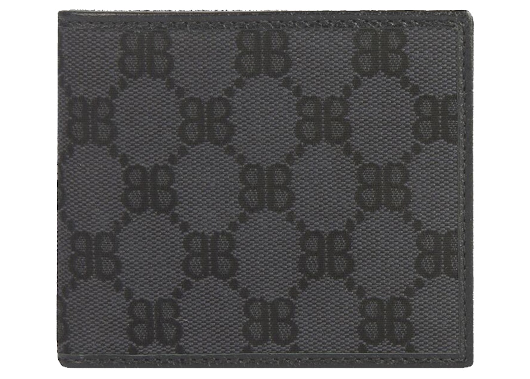 Pre-owned Gucci X Balenciaga The Hacker Project Bi-fold Coin Wallet Black