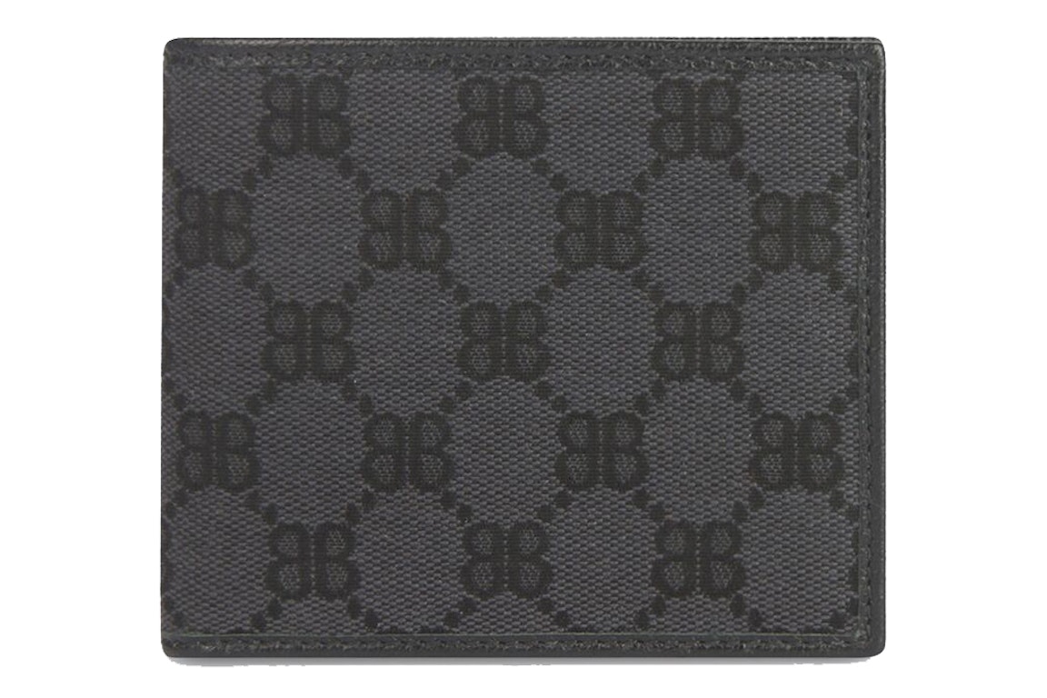Pre-owned Gucci X Balenciaga The Hacker Project Bi-fold Wallet Black