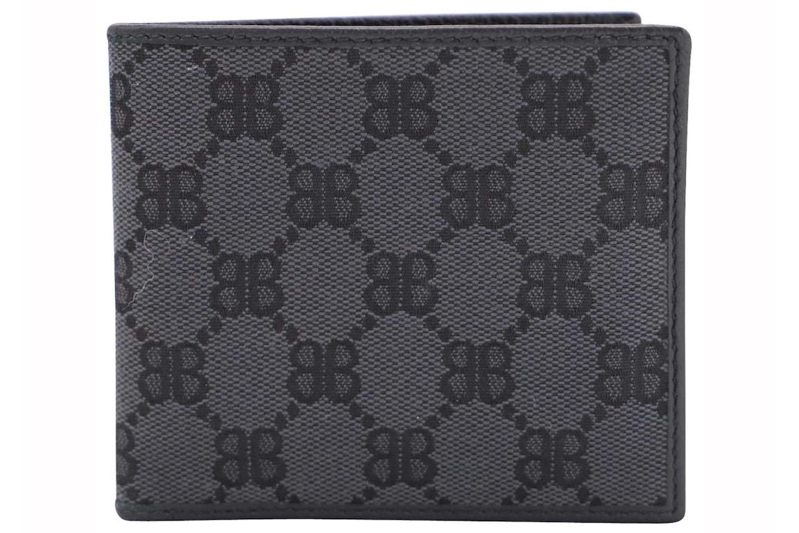 Pre-owned Gucci X Balenciaga The Hacker Project Bi-fold Wallet (double Bill Compartment) Black