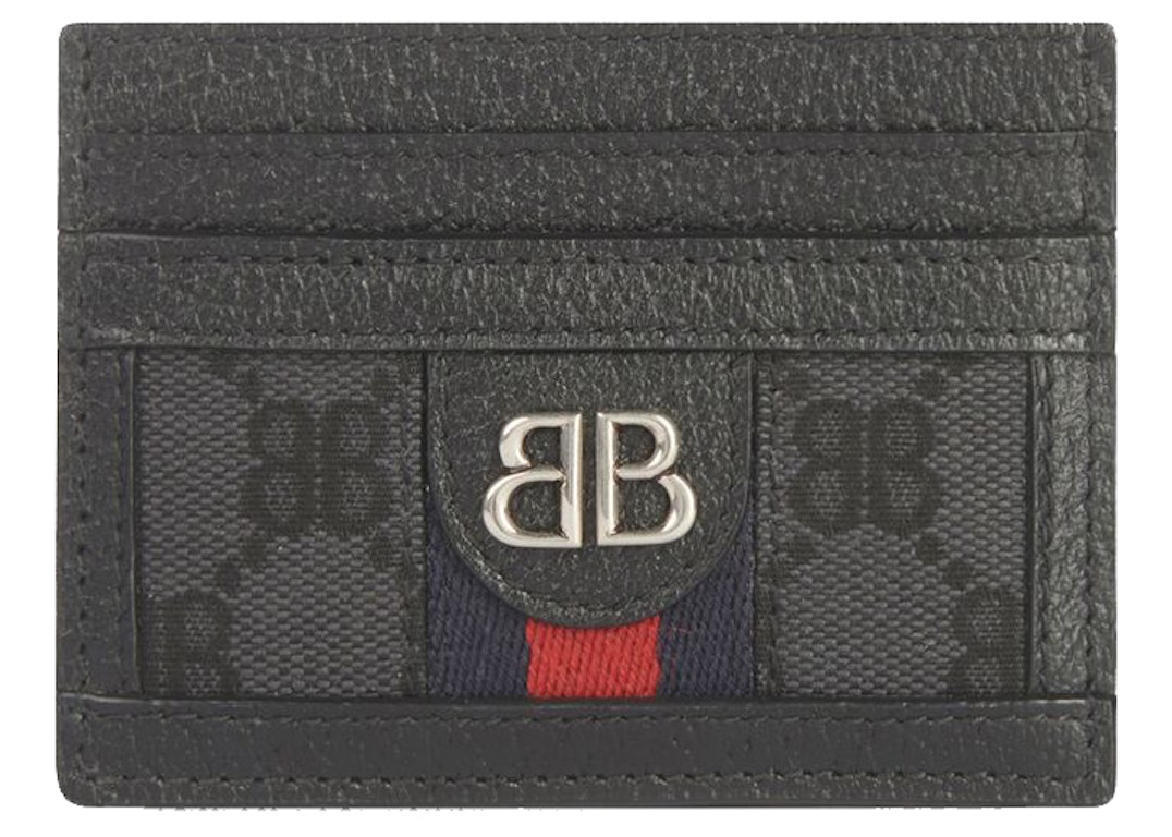 Pre-owned Gucci X Balenciaga The Hacker Project Card Case Black