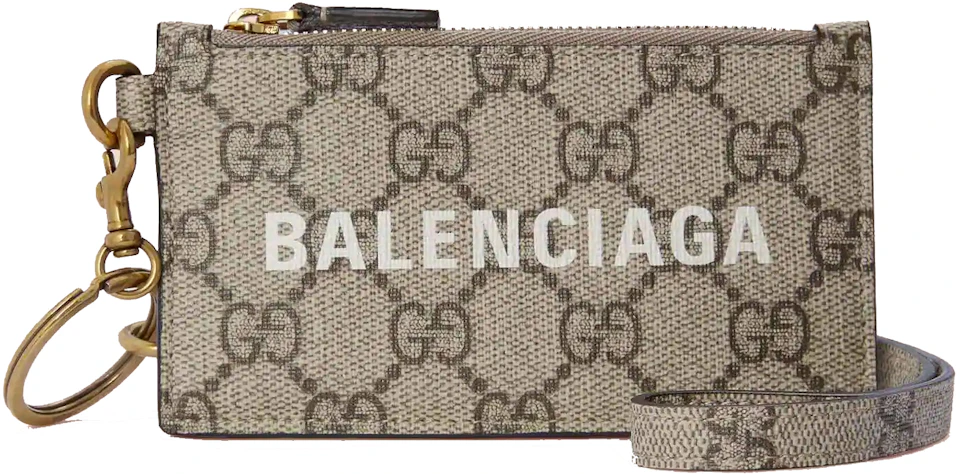 Advarsel Kvadrant Hals Gucci x Balenciaga The Hacker Project Card Case with Strap Beige/Ebony in  Canvas/Leather with Gold-tone
