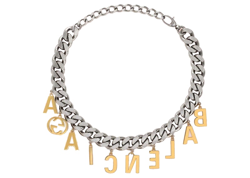 Gucci x Balenciaga The Hacker Project Choker with Balenciaga Script  Gold/Silver