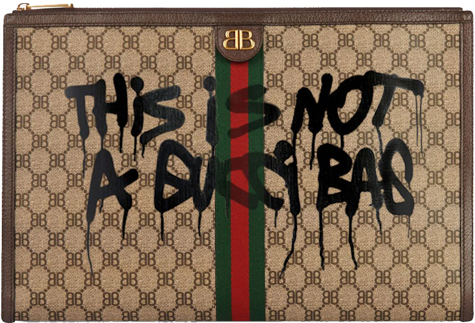 Gucci x Balenciaga The Hacker Project Graffiti Laptop Pouch Beige in Coated  Canvas with Gold-tone - US