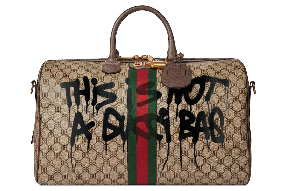 Gucci x Balenciaga The Hacker Project Graffiti Medium Duffle Bag Beige