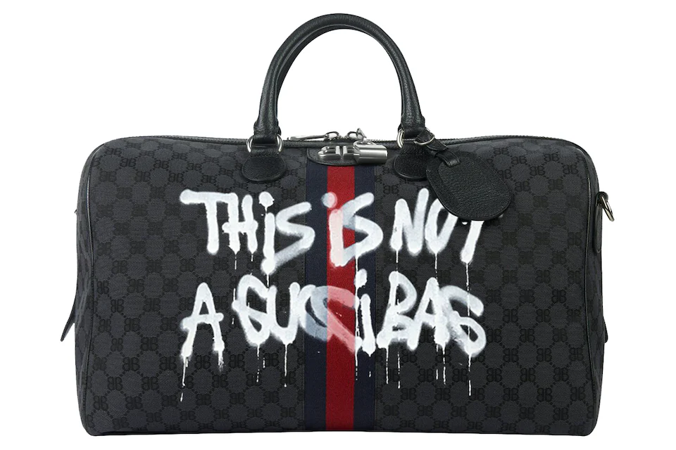 Gucci x Balenciaga The Hacker Project Graffiti Medium Duffle Bag Black