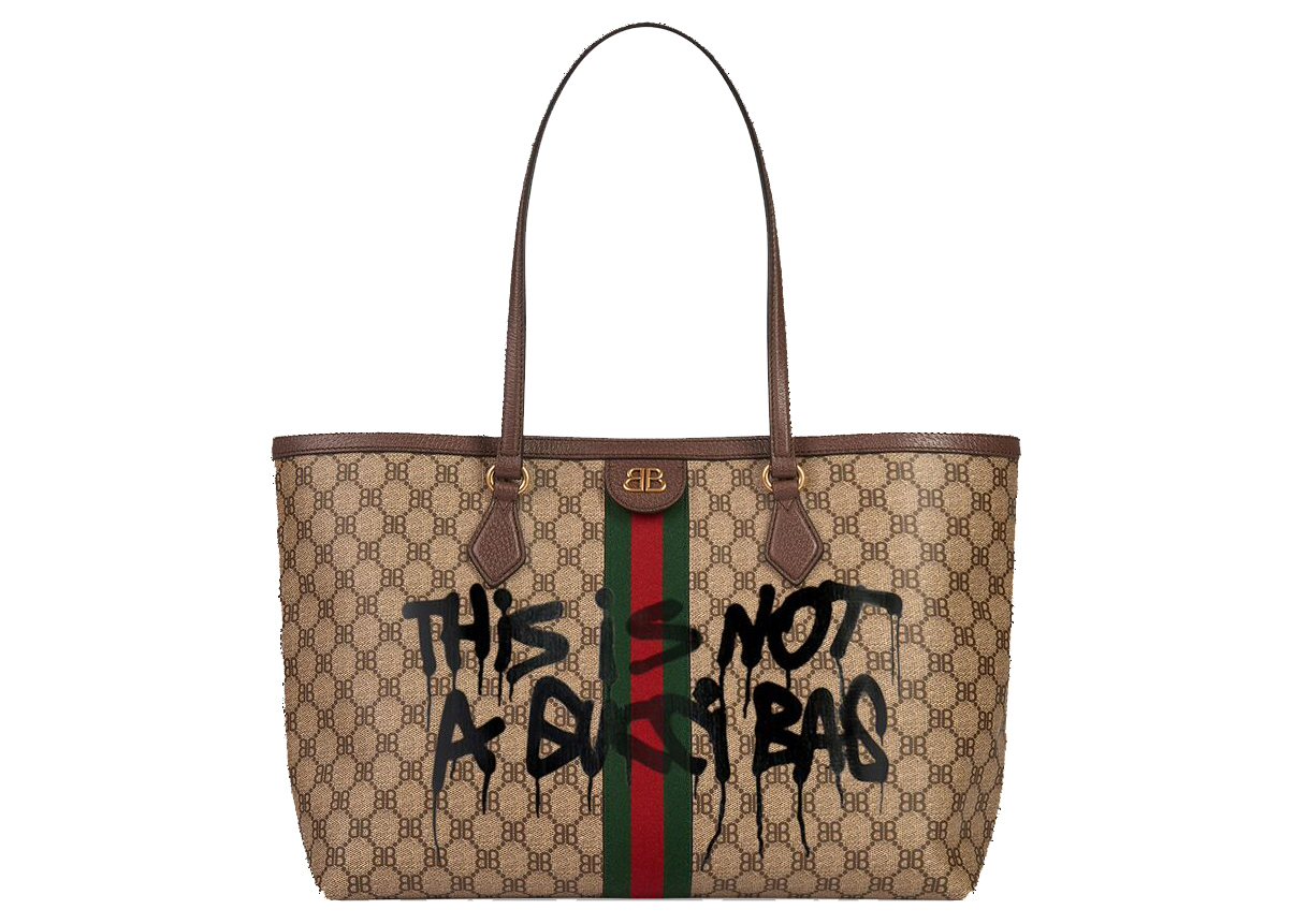 Gucci x Balenciaga The Hacker Project Graffiti Medium Tote Bag Beige