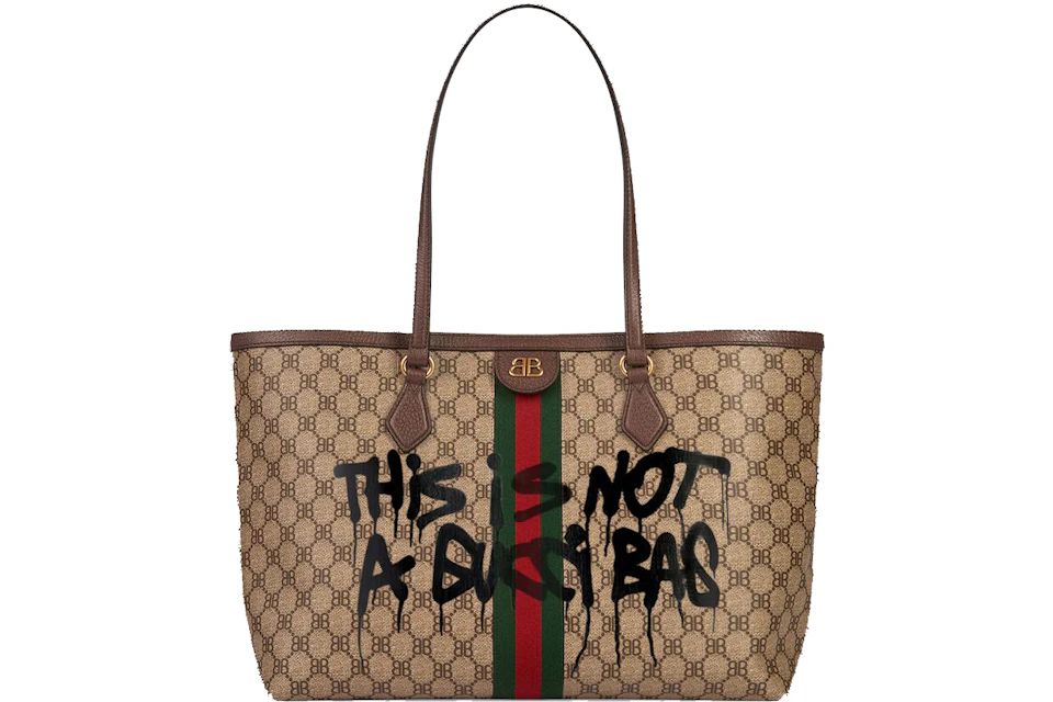 Gucci x Balenciaga The Hacker Project Graffiti Medium Tote Bag Beige