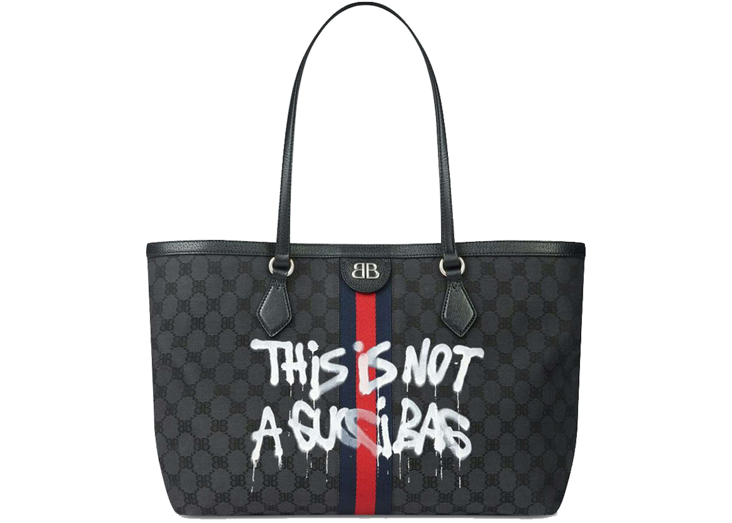 Gucci x Balenciaga The Hacker Project Graffiti Medium Tote Bag Black