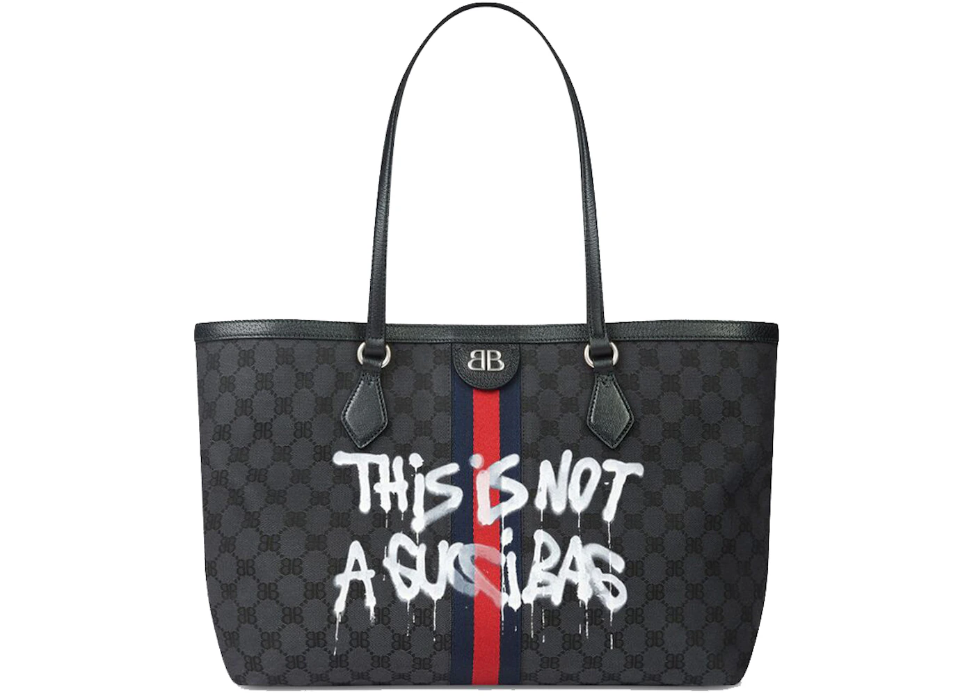 Gucci x Balenciaga The Hacker Project Graffiti Medium Tote Bag Black in  Coated Canvas/Leather with Silver-tone - US