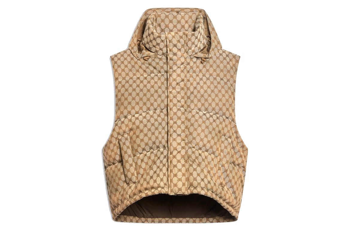 Pre-owned Gucci X Balenciaga Womens The Hacker Project Hacker Cocoon Puffer Gilet Vest Beige/ebony