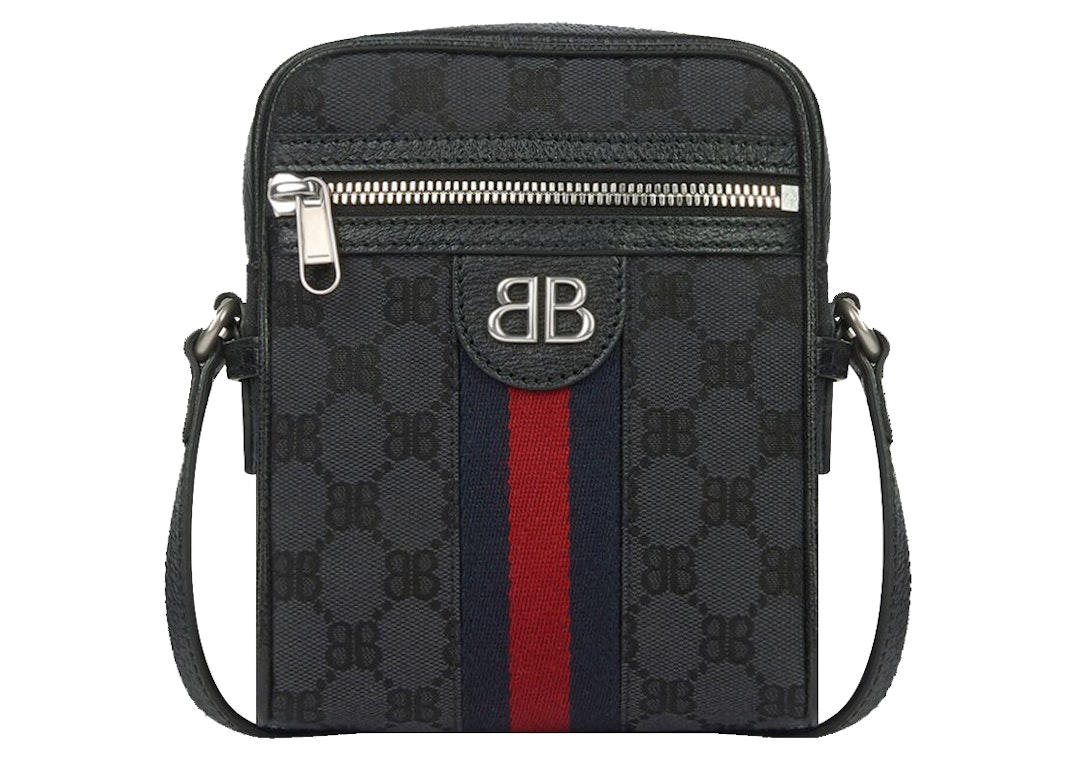 Pre-owned Gucci X Balenciaga The Hacker Project Shoulder Zip Bag Black