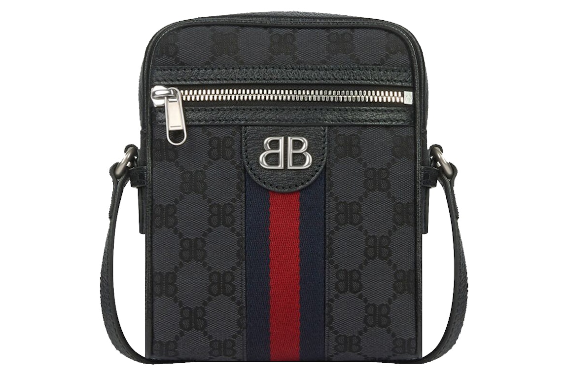 Pre-owned Gucci X Balenciaga The Hacker Project Shoulder Zip Bag Black