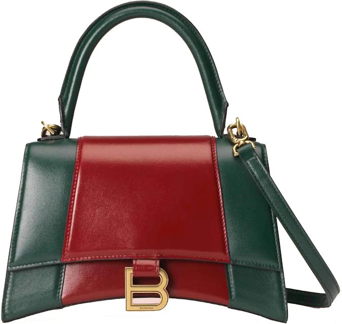 Gucci x Balenciaga The Small Hourglass Green/Red in Leather with Gold-tone