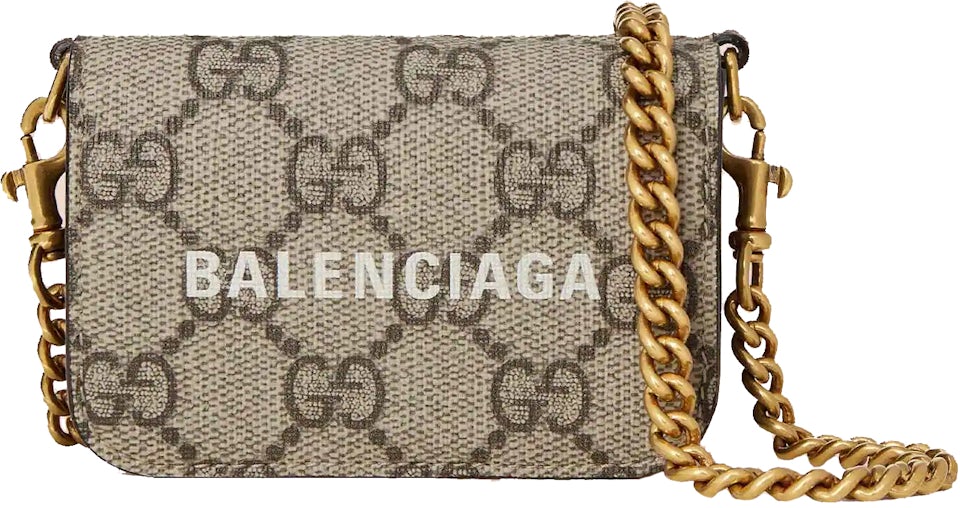 Gucci x Balenciaga The Hacker Project Card Case with Strap Beige/Ebony
