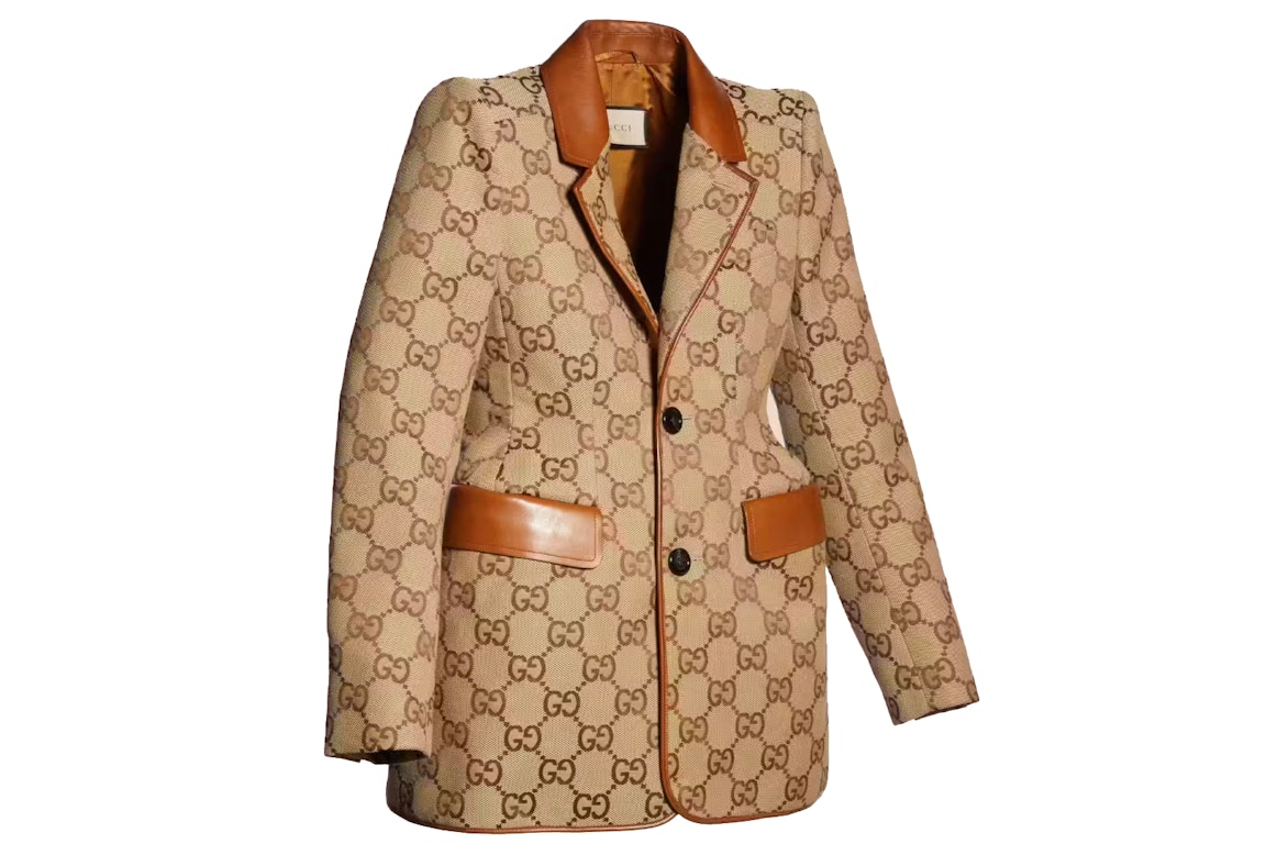 Pre-owned Gucci X Balenciaga The Hacker Project Maxi Gg Hourglass Jacket Beige/ebony
