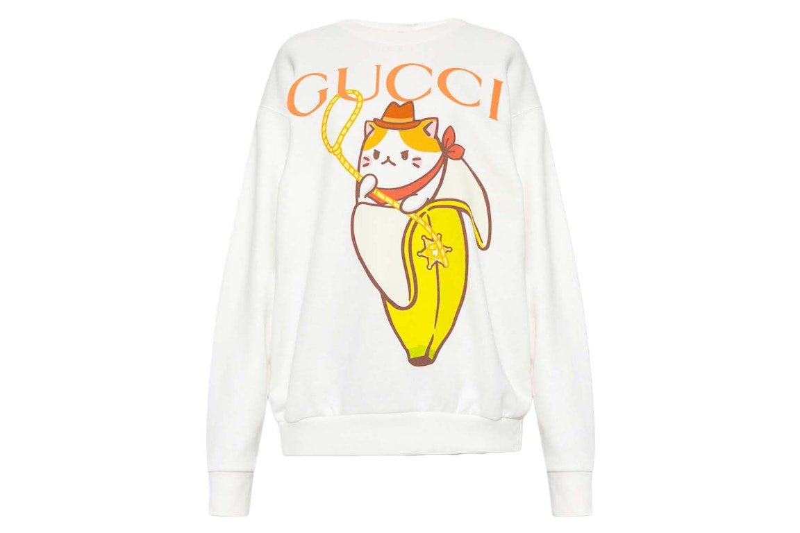Pre-owned Gucci X Bananya Logo Printed Sweatshirt White