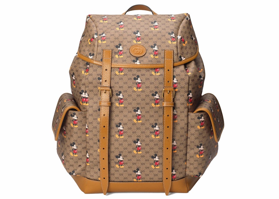 Gucci x Disney Backpack Mini GG Supreme Mickey Mouse Medium Beige in Coated  Canvas/Leather with Antique Gold-tone - US