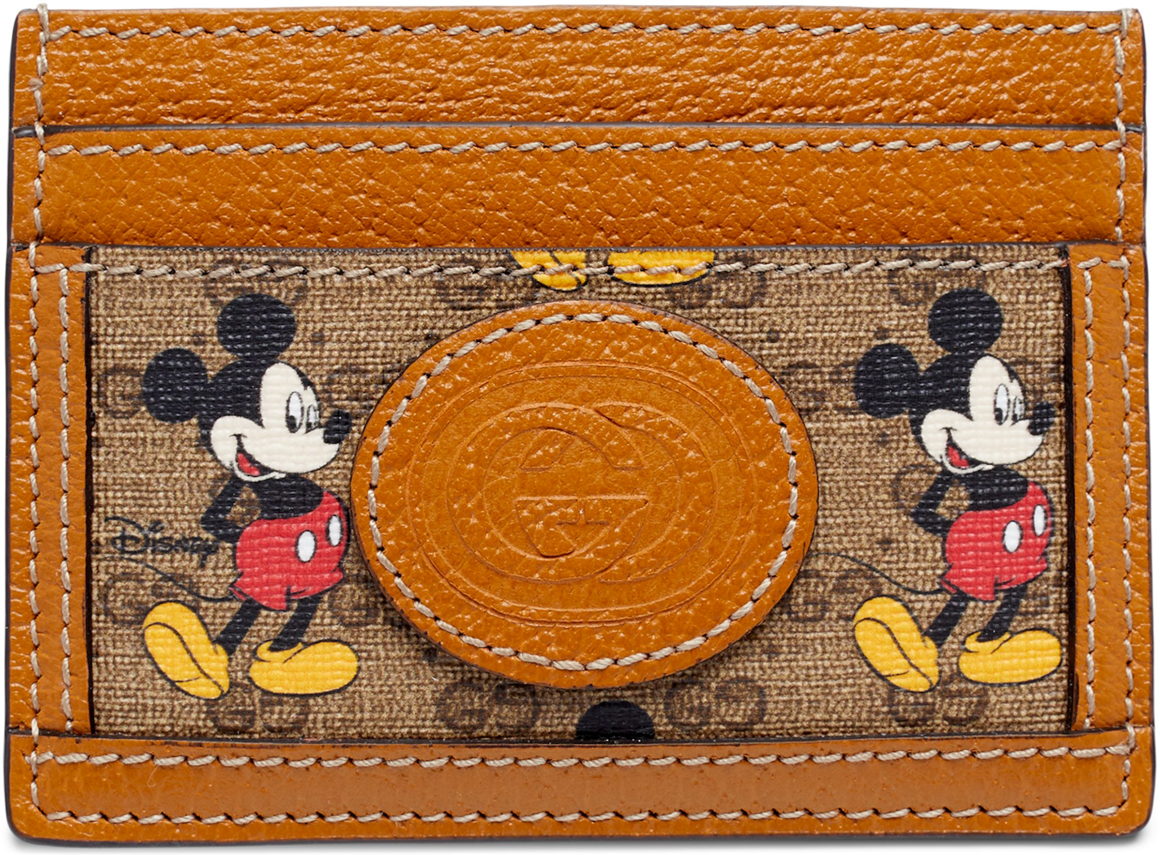 Gucci x Disney Card Case Mini GG Supreme Mickey Mouse Beige in