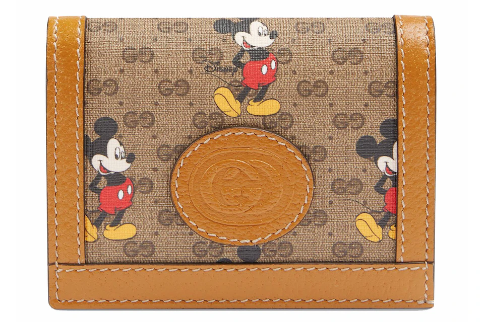 Gucci x Disney Card Case Wallet Mini GG Supreme Mickey Mouse Beige