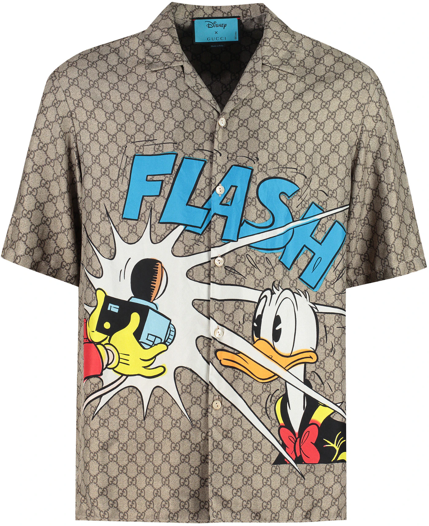 Gucci x Disney Donald Duck Monogram Silk Shirt Beige - US