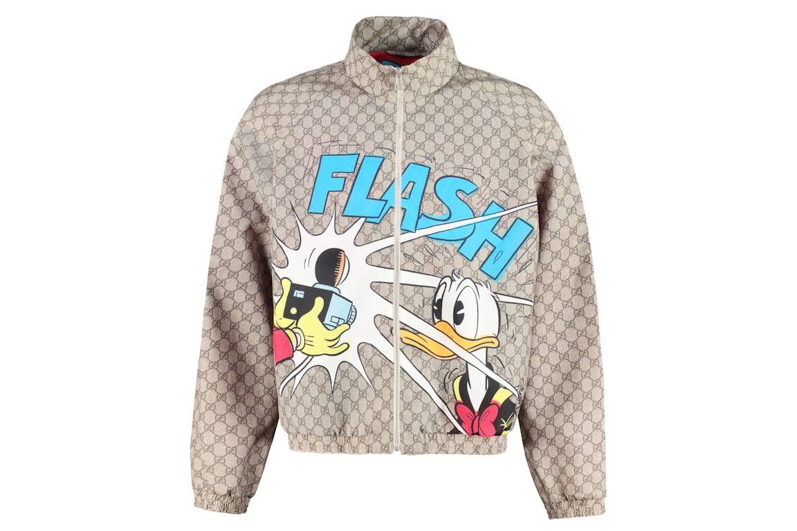 Pre-owned Gucci X Disney Donald Duck Monogram Techno Jacket Beige