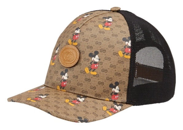 Gucci x Disney Mickey Mouse Print Trucker Hat GG Canvas Brown in  Canvas/Mesh with Gold-tone - US