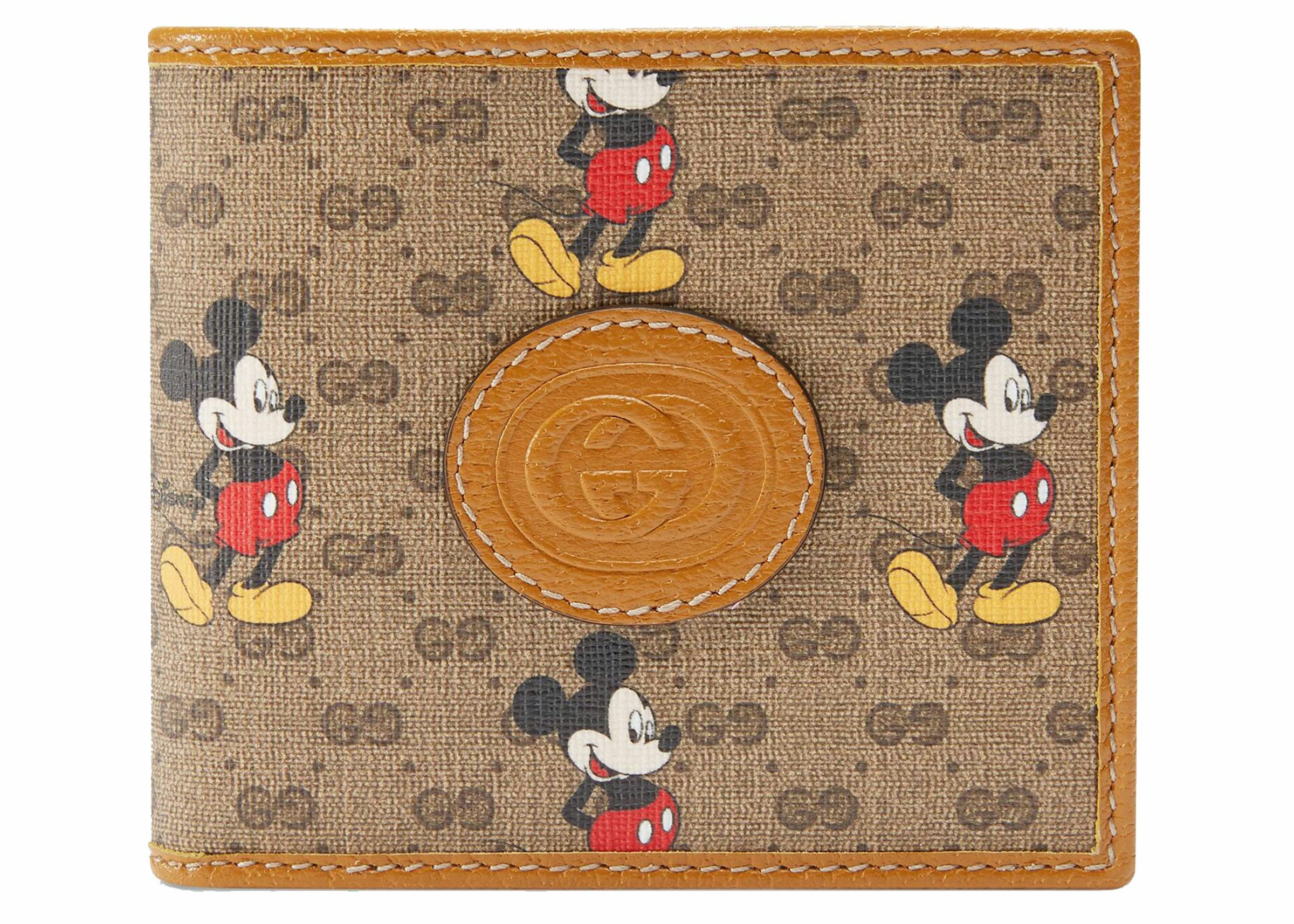 Gucci x Disney Wallet Mini GG Supreme Mickey Mouse Beige in Coated