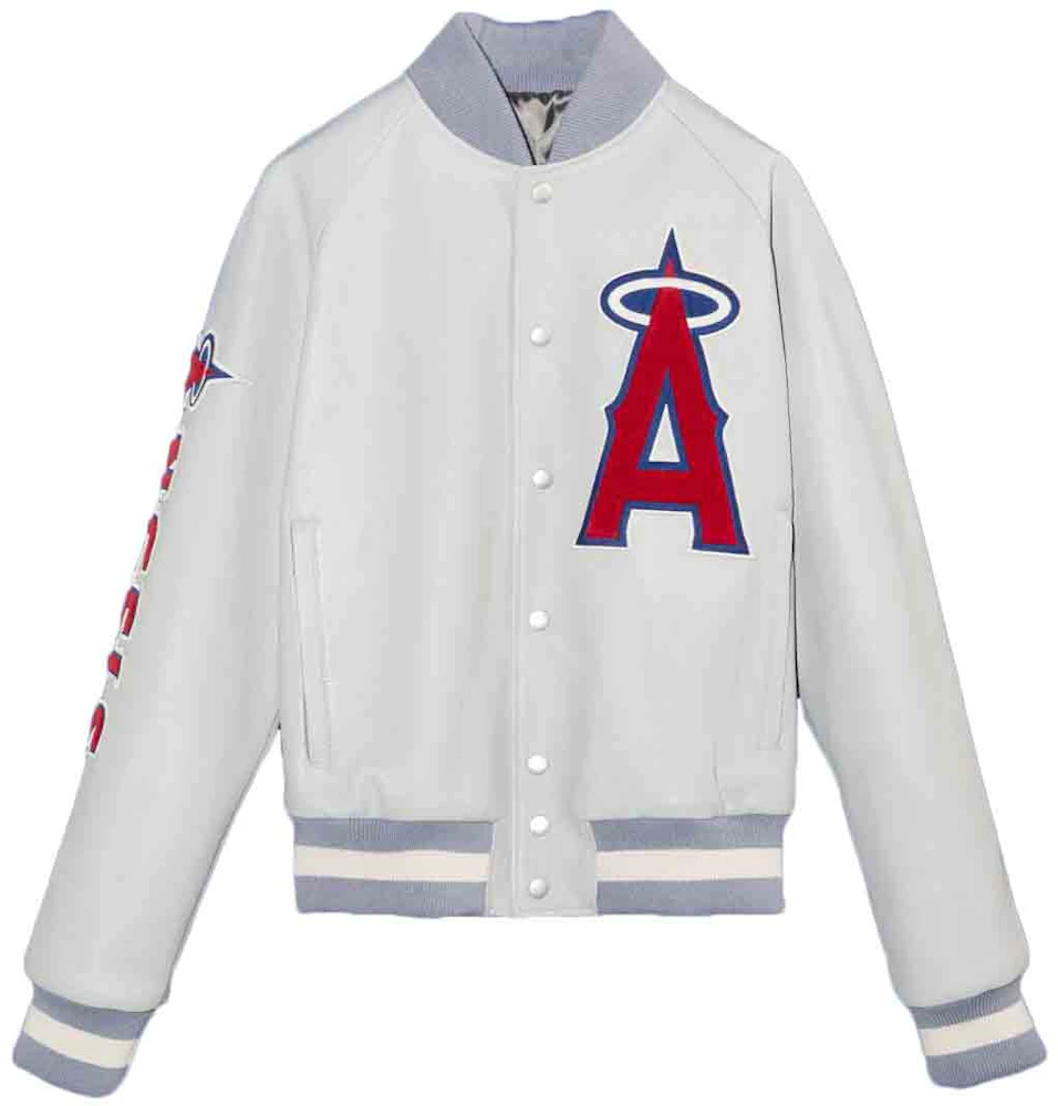 Gucci x MLB 2022 Leather Jacket with Angels Patch Grey - SS22 - US