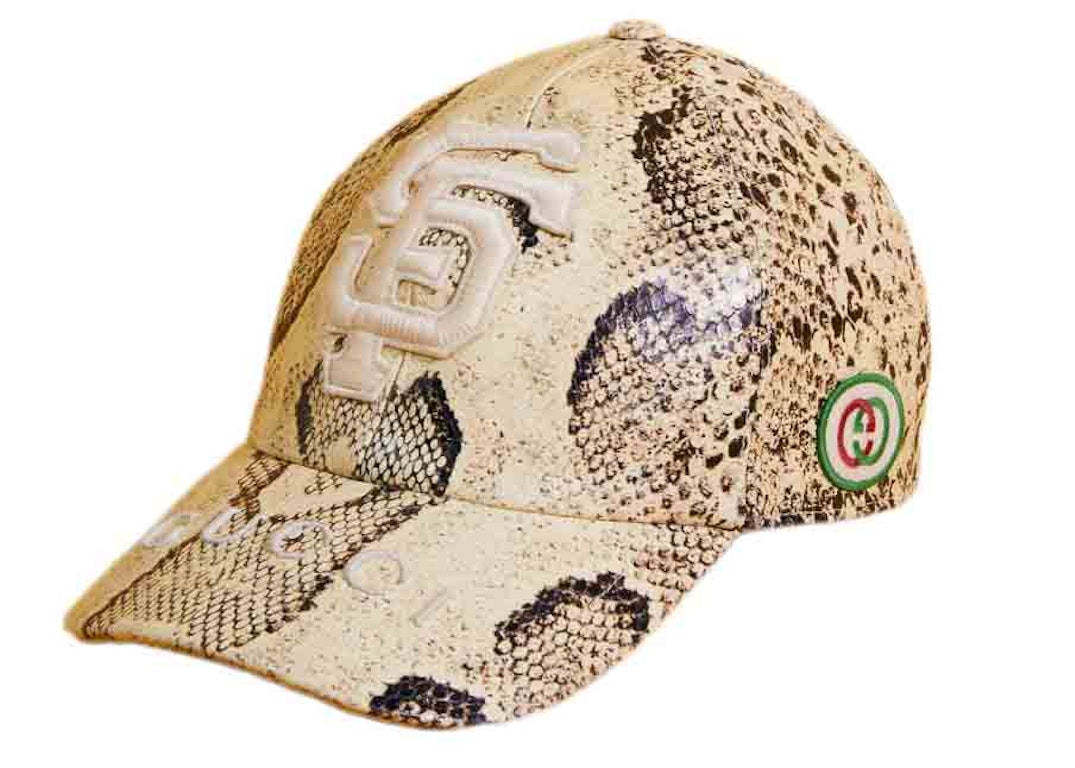 Pre-owned Gucci X Mlb 2022 Printed Baseball Hat With Giants Patch Printed Leather