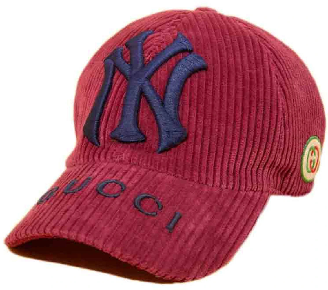 Gucci x MLB 2022 Velvet Baseball Hat with Yankees Patch Bordeaux