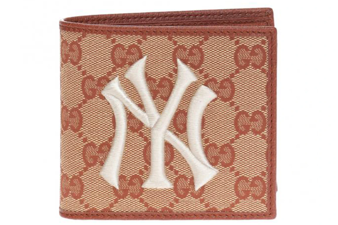 Gucci x MLB New York Yankees Patch GG Wallet Beige/Brick Red