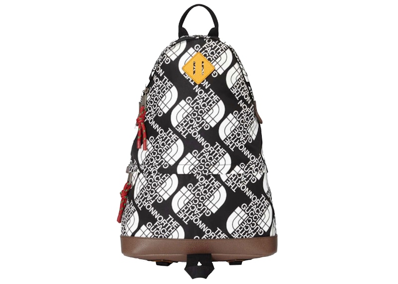 black and white north face backpack