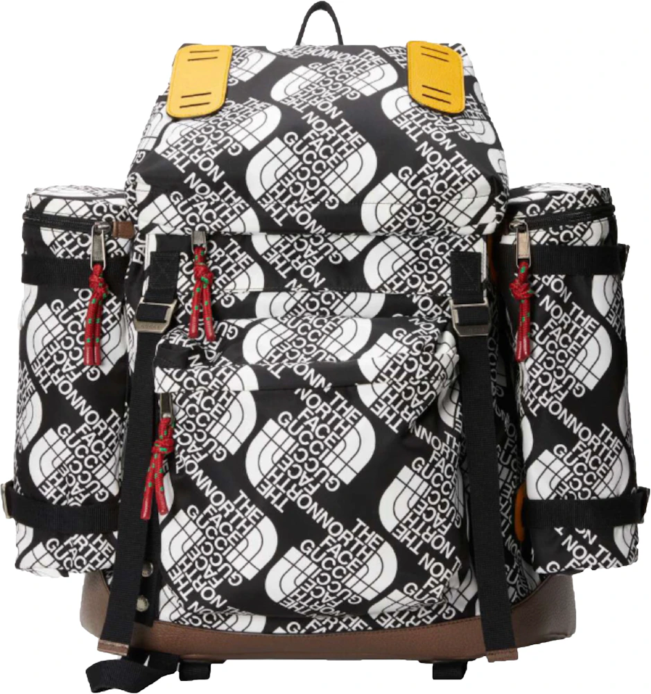 Gucci X The North Face Large Backpack Black White In Canvas With Antique Silver Tone Us
