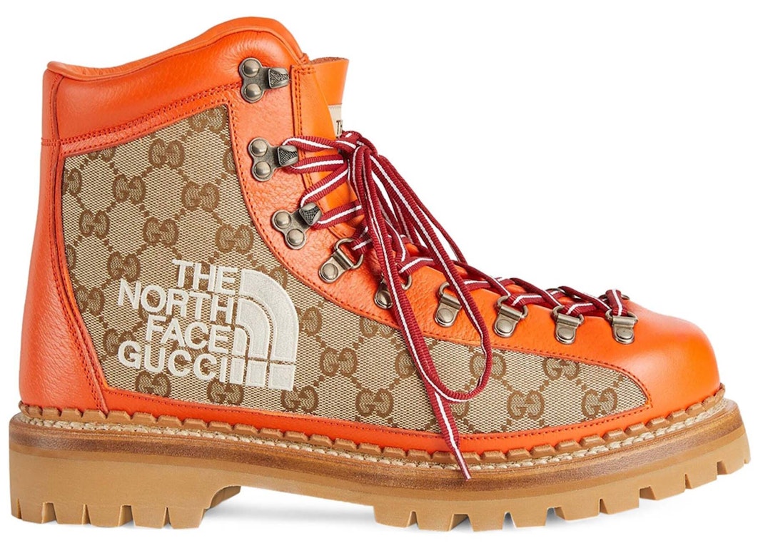 Pre-owned Gucci X The North Face Canvas Leather Boot Beige Orange (women's) In Beige/orange